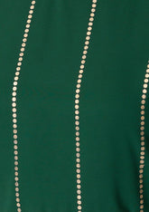 Green Sharara and Foil Print Peplum Top (Without Belt) INDYA
